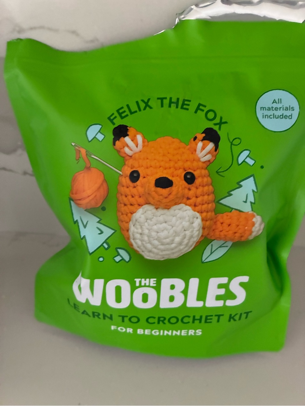 The Woobles 'Felix the Fox' Crochet Kit - Orange